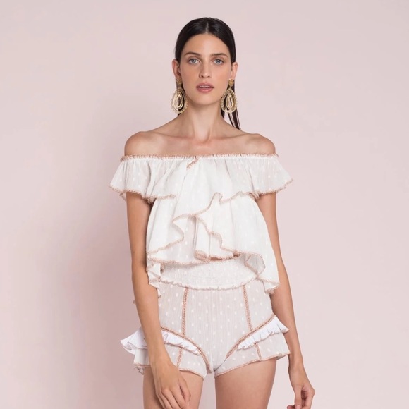 Shorts with plisse ruffle detail and lurex rose gold embroidery GREAT CONDITION